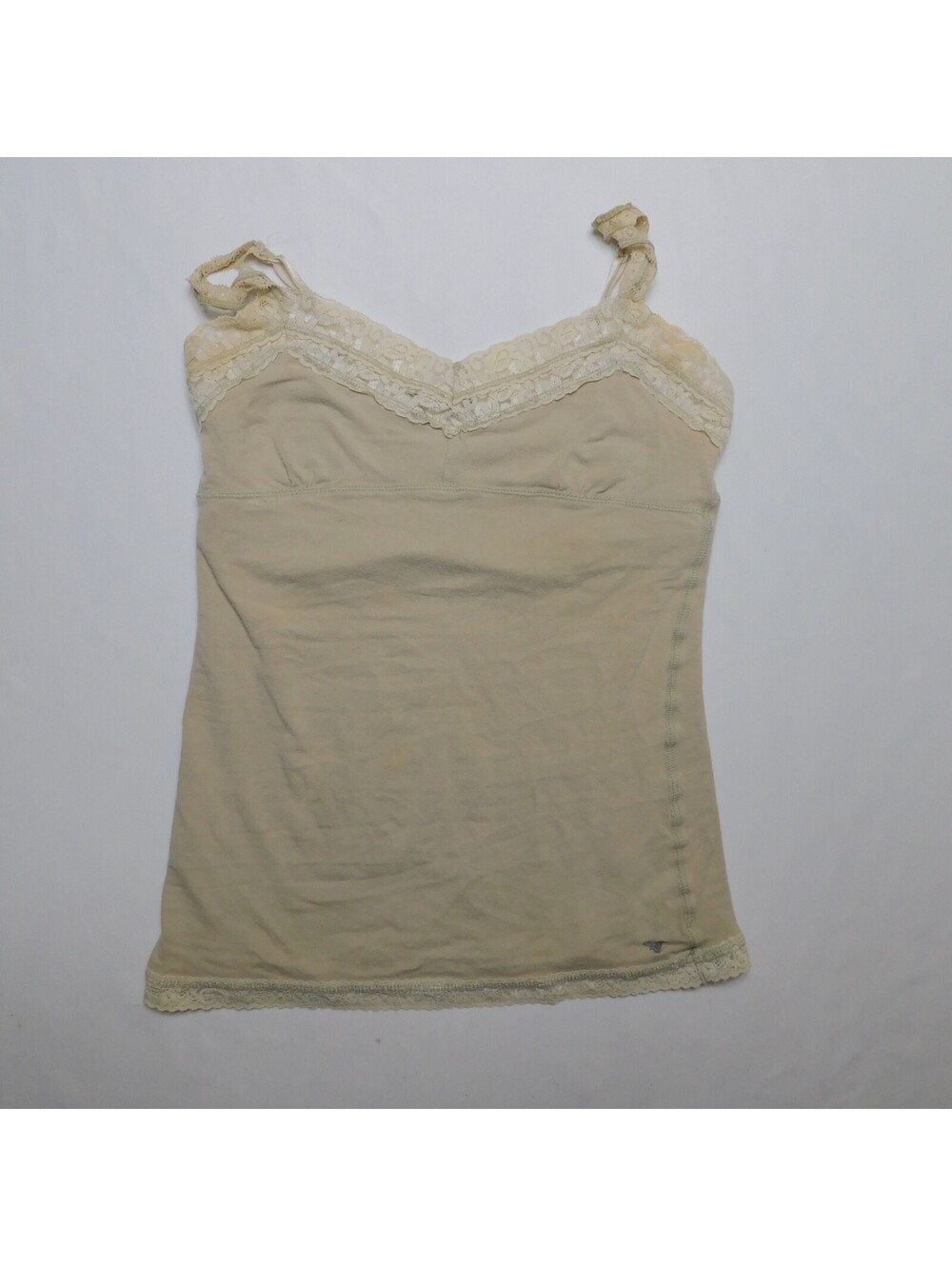 American Eagle Y2K Cami Tank Top Womens Medium M Beige Lace Trim Coquette Boho